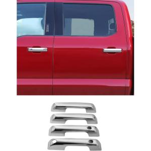 imageSavadicar 4Piece Carbon Fiber Finish Door Handle Cover Trim Set for 2021Present Ford F150 Outside Pull Handle Overlay Accent Exterior Styling Upgrade AccessoriesChrome
