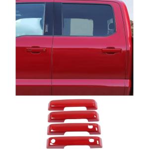 imageSavadicar 4Piece Carbon Fiber Finish Door Handle Cover Trim Set for 2021Present Ford F150 Outside Pull Handle Overlay Accent Exterior Styling Upgrade AccessoriesRed