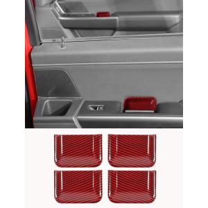 imageSavadicar 4Piece Interior Door Switch Recess Trim Cover for 2021Present Ford F150 Wood Grain Finish Interior Door Switch Recess Overlay Accents Interior Decorative AccessoriesRed Carbon Fiber Finish