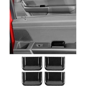 imageSavadicar 4Piece Interior Door Switch Recess Trim Cover for 2021Present Ford F150 Wood Grain Finish Interior Door Switch Recess Overlay Accents Interior Decorative AccessoriesCarbon Fiber Finish