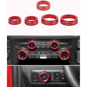 imageSavadicar 7Piece Custom Machined Aluminum Knob Trim Ring Set for FordF150 20212025  Headlight 4WD Trailer HVAC Radio Control Knob Covers  Interior Accessories Upgrade BlackRed