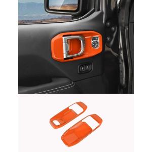 imageSavadicar Orange Interior Accessories  Door Inner Handles Trim Set for 2018Present Jeep Wrangler JL JLU 4XE amp Gladiator JT  Solid Color Interior Decor Upgrade Option 4PieceOrange