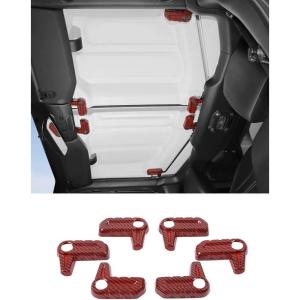 imageSavadicar Red Carbon Fiber Interior Accessories  Hardtop Latches Trim Cover for 2018Present Jeep Wrangler JL JLU 4XE amp Gladiator JT  Premium Texture Interior Decor Upgrade Option 6PieceRed Carbon Fiber