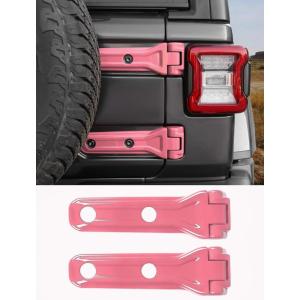 imageSavadicar 2Piece Pink Tailgate Hinge Trim Cover for Jeep Wrangler JL JLU 4xe amp Gladiator JT 2018Present  Exterior Rear Gate Hinge Accent Styling Easy Install Upgrade AccessoriesPink