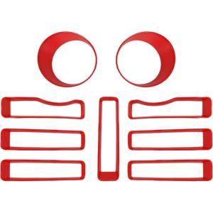 imageSavadicar 9Piece Silver Front Grill amp Headlight Trim Cover Set for Jeep Wrangler JL JLU 4xe amp Gladiator JT 20182023  Exterior Decorative Upgrade AccessoriesRed