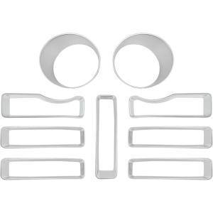 imageSavadicar 9Piece Silver Front Grill amp Headlight Trim Cover Set for Jeep Wrangler JL JLU 4xe amp Gladiator JT 20182023  Exterior Decorative Upgrade AccessoriesSilver