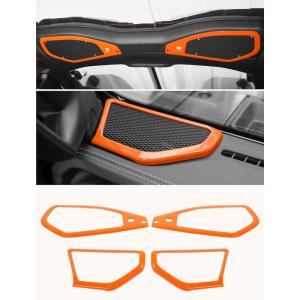 imageSavadicar Red Interior Trim Kit for 2024 Jeep Wrangler JL amp Gladiator JT  4 Pcs Decor Cover Set for Front Dash Speakers and Soundbar Stylish Accessories for an UpgradeOrange