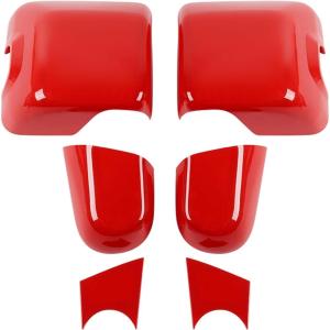 imageSavadicar 2Piece Pink Side Mirror Cover Trim Set for Jeep Wrangler JL JLU 4xe amp Gladiator JT 2018Present  Fits Mirrors Without Puddle Lights Exterior Styling AccessoriesRed