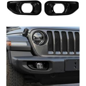 imageSavadicar 2Piece Red Fog Light Trim Cover for Jeep Wrangler JL JLU 4xe amp Gladiator JT 2018Present  Exterior Styling Upgrade AccessoriesBlack