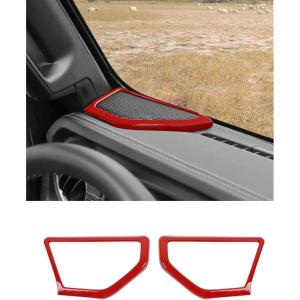 imageSavadicar Red Carbon Fiber Interior Accessories  Dashboard Speaker Trim Cover for 2018Present Jeep Wrangler JL JLU 4XE amp Gladiator JT  Premium Texture Interior Decor Upgrade Option 2PieceRed
