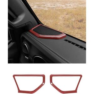 imageSavadicar Red Carbon Fiber Interior Accessories  Dashboard Speaker Trim Cover for 2018Present Jeep Wrangler JL JLU 4XE amp Gladiator JT  Premium Texture Interior Decor Upgrade Option 2PieceRed Carbon Fiber