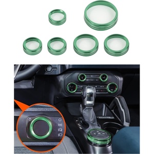 image:imageSavadicar CKT01 Billet Aluminum Control Knob Trim Sets Headlight4WDHVAC Climate Control Knob Ring Bezels Air ConditionerRadio Switch Cover for 20212025 Ford Bronco Interior Accessories PinkGreen
