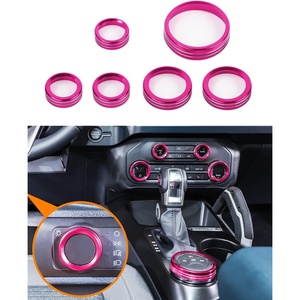 image:imageSavadicar CKT01 Billet Aluminum Control Knob Trim Sets Headlight4WDHVAC Climate Control Knob Ring Bezels Air ConditionerRadio Switch Cover for 20212025 Ford Bronco Interior Accessories PinkPink